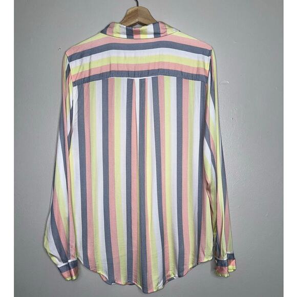 Torrid Pastel Striped Long Sleeve Button Up Blouse Soft/Lightweight Size 1X - Picture 6 of 6